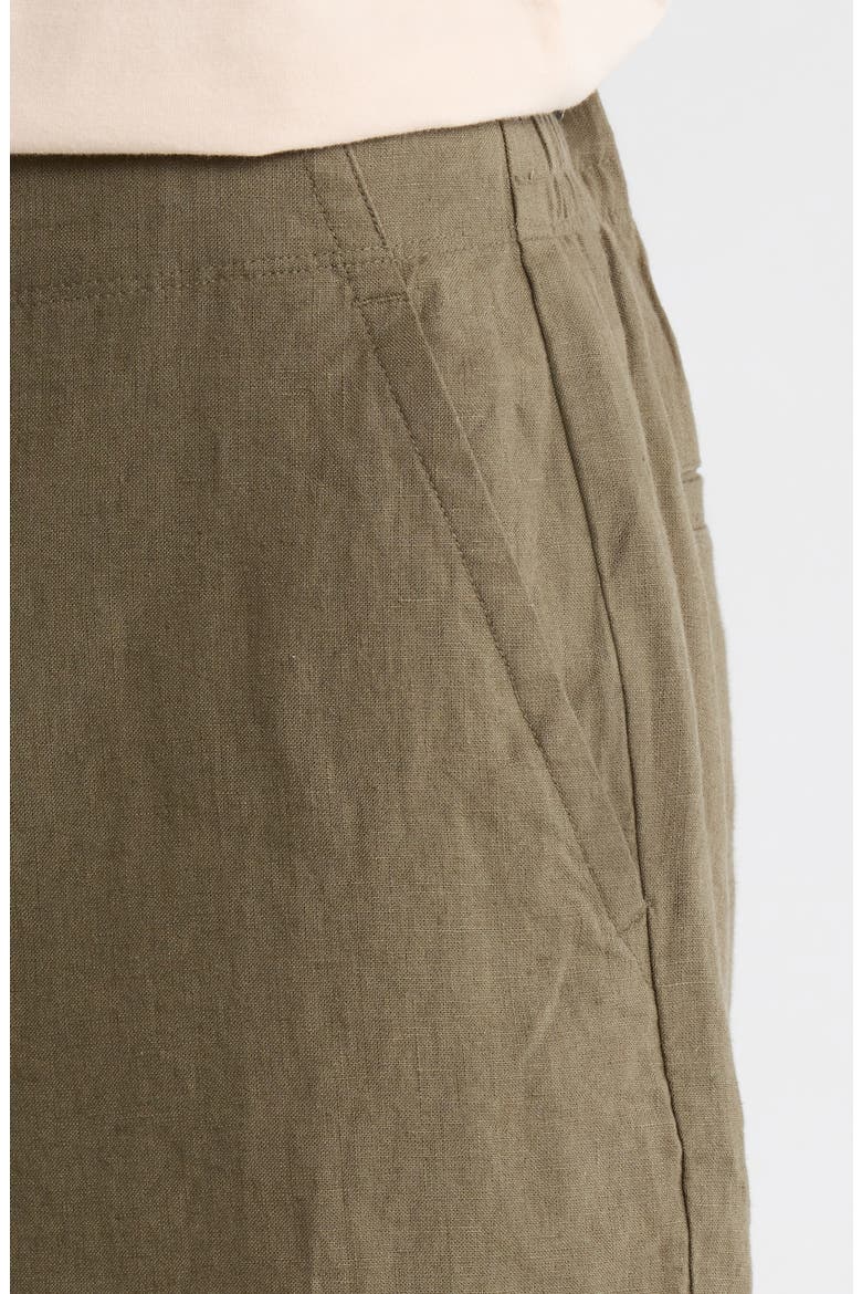 Flat Front Linen Shorts, Alternate, color, OLIVE TUNDRA