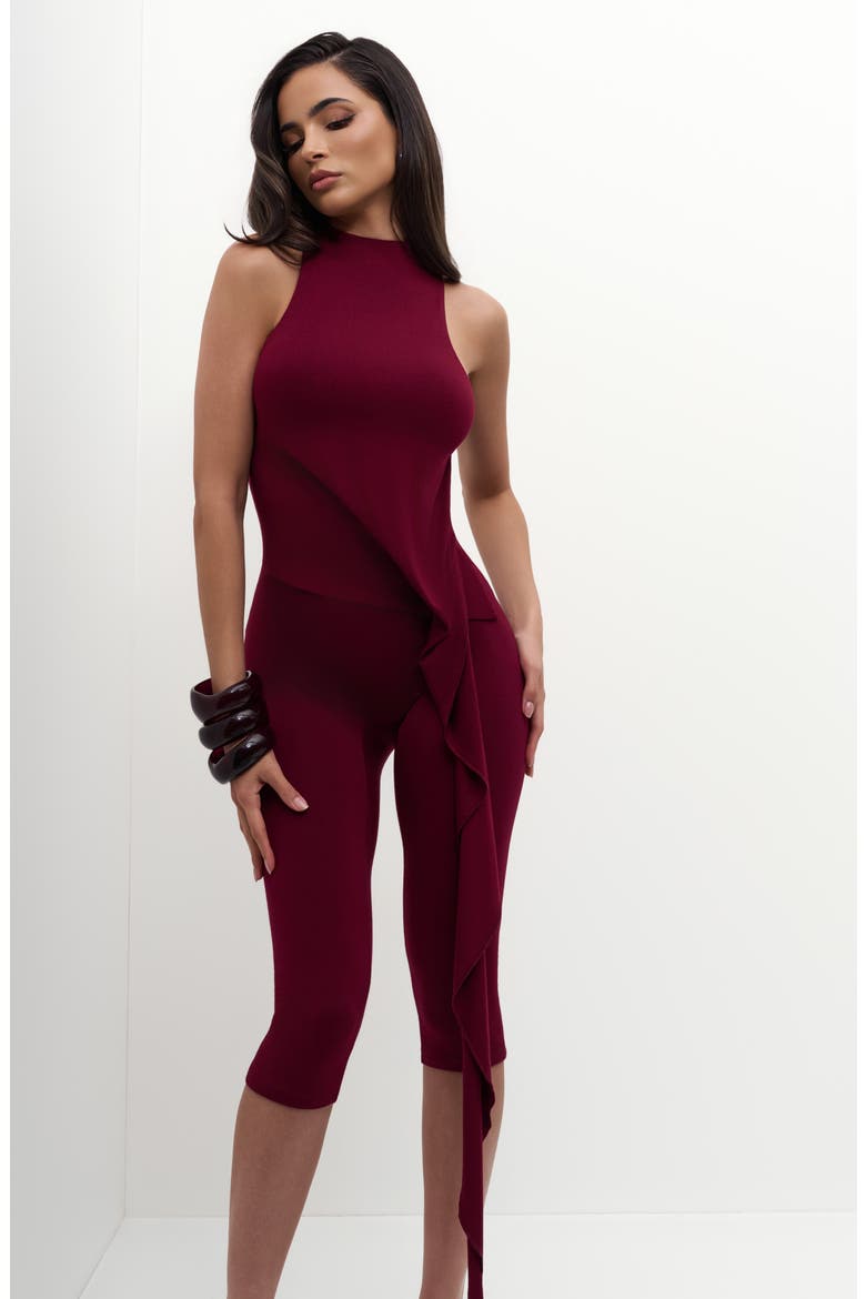 Asymmetric Body-Con Top, Alternate, color, SANGRIA