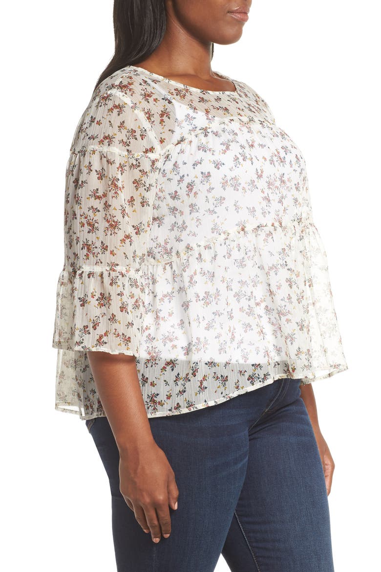 Ditsy Manor Tiered Ruffle Blouse, Alternate, color, ANTIQUE WHITE