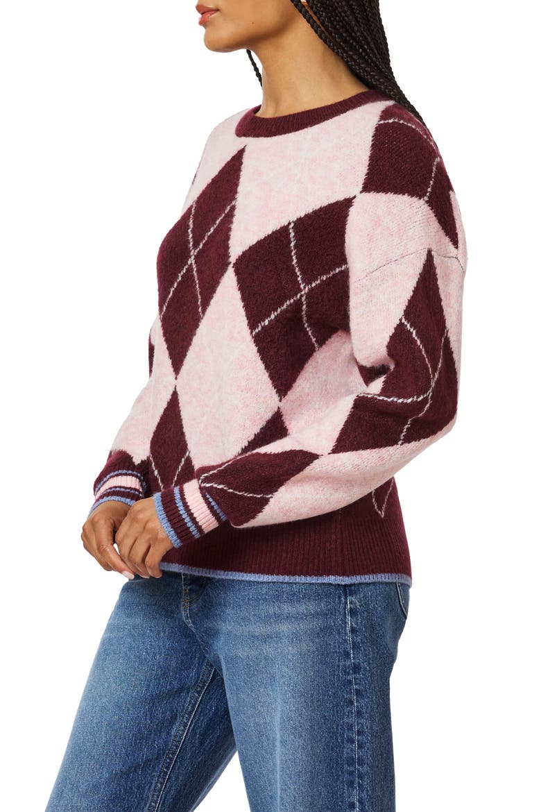 Crewneck Pullover Sweater, Alternate, color, FIG/ ROSE DUST HEATHE