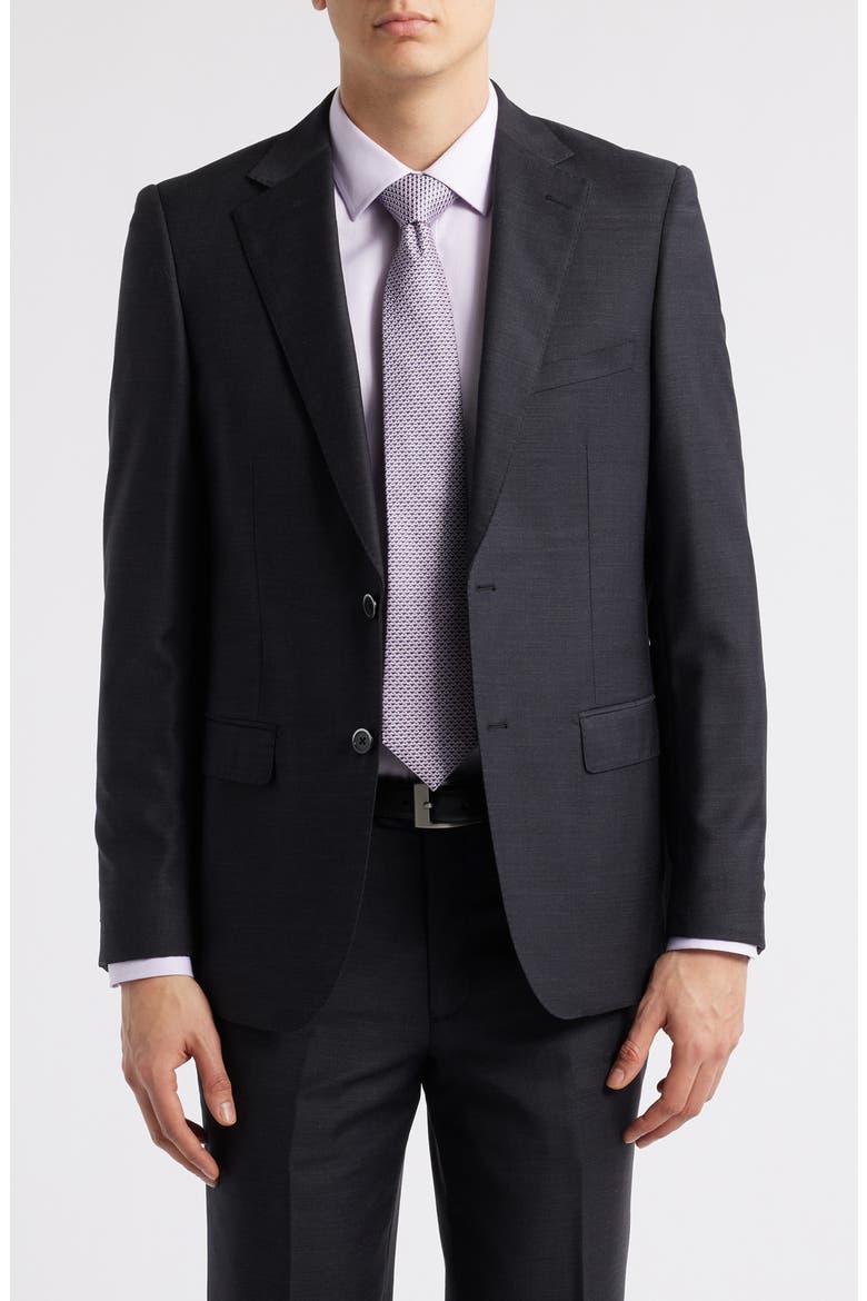 Matteo Slim Fit Charcoal Grey Mélange Wool Suit, Alternate, color, CHARCOAL