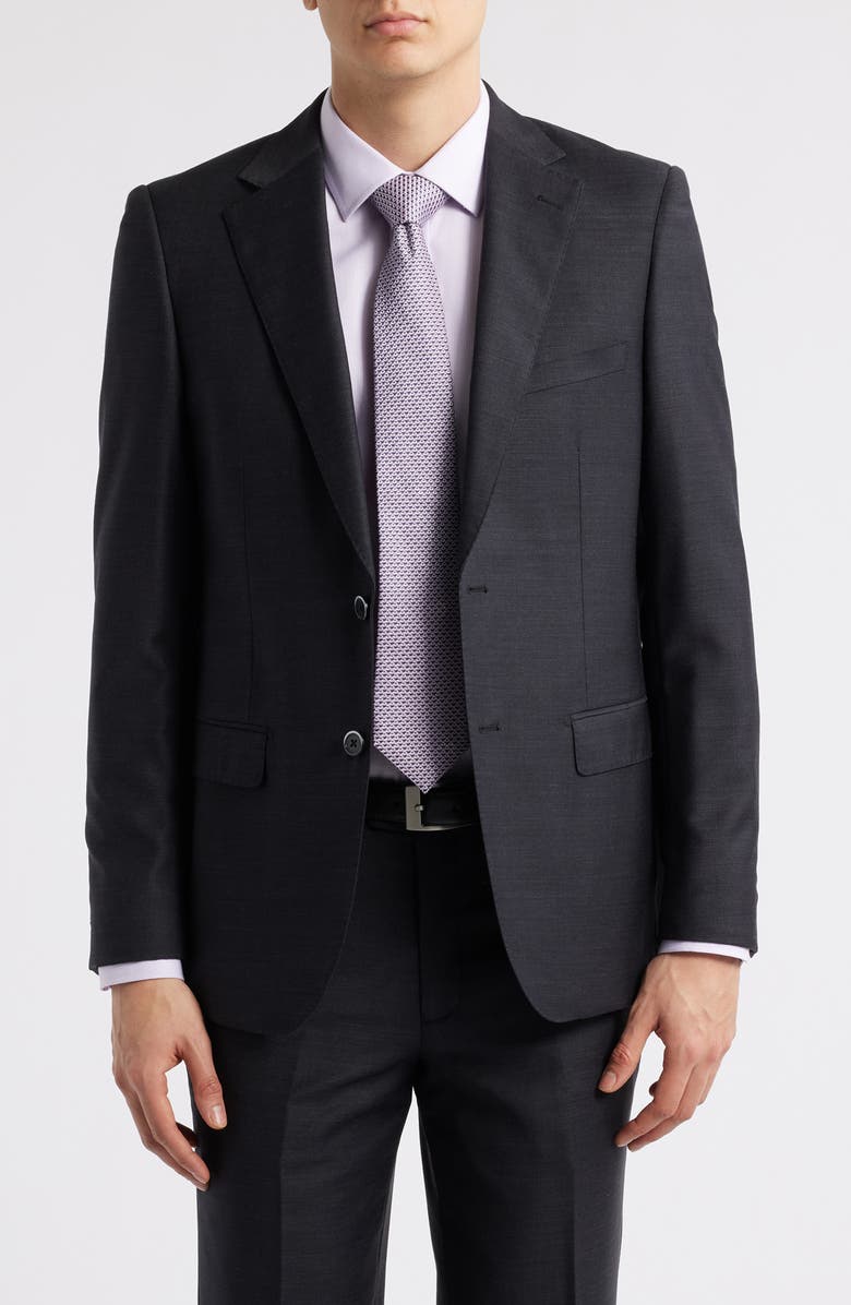 ZANETTI Matteo Slim Fit Charcoal Grey Mélange Wool Suit, Alternate, color, Charcoal