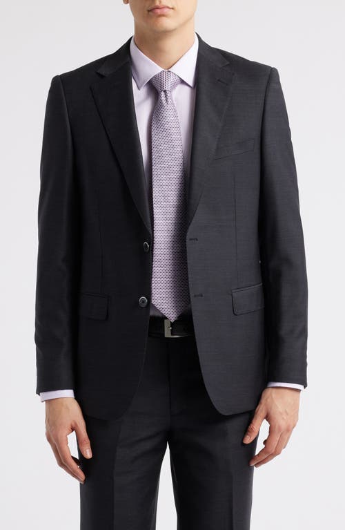 Zanetti Matteo Slim Fit Charcoal Grey Mélange Wool Suit In Gray