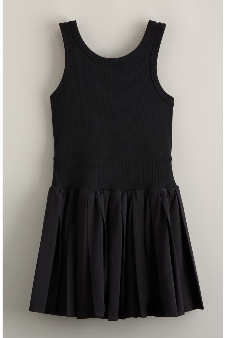 Kids' Deuce Ribbed Bodice Pleated Skirt Dress, Main, color, BLACK