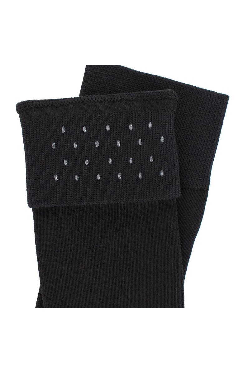 Trafalgar Pierre Polka Dot Mid-Calf Pima Cotton Socks, Alternate, color, Black With Grey Dots
