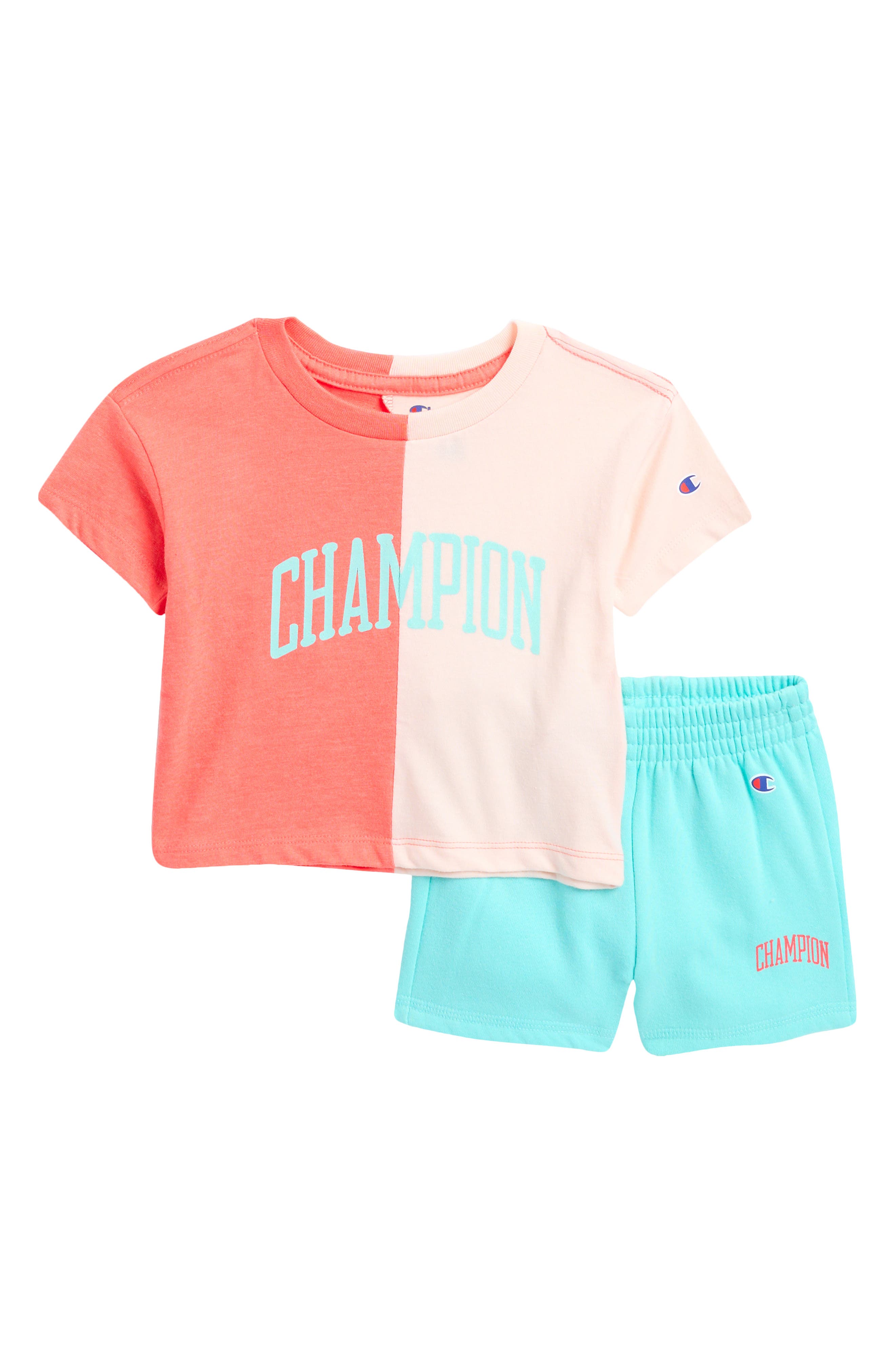 Champion Colorblock Split Graphic T-Shirt & Shorts Set | Nordstromrack