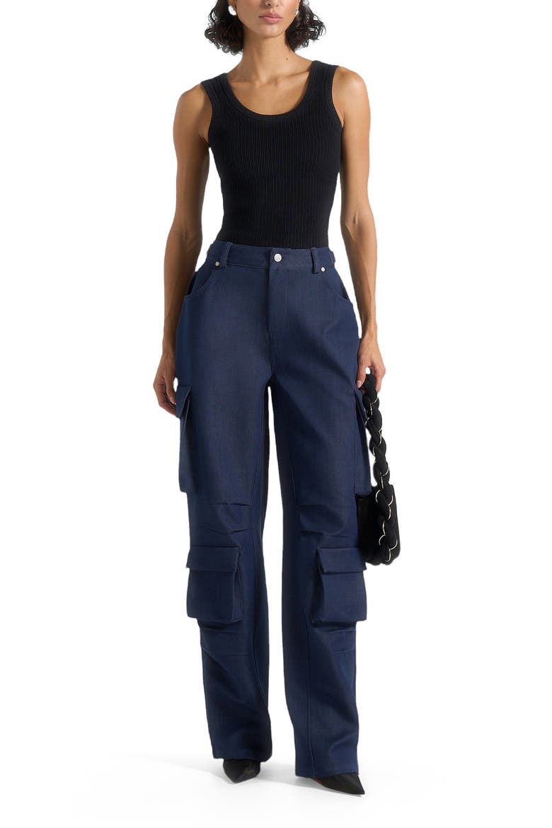 Emilie High Waisted Cargo Pants, Alternate, color, Indigo