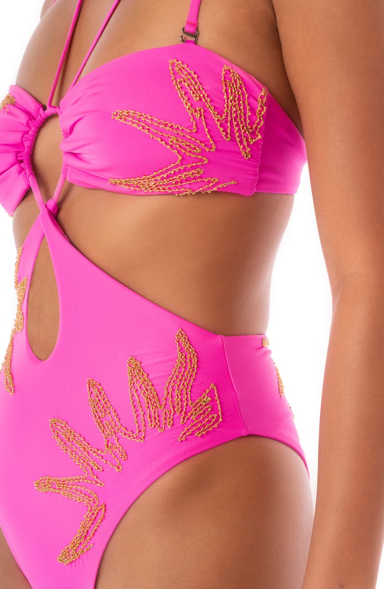 Maaji Caramel Sun Sloane Reversible One-Piece Swimsuit, Alternate, color, Pink Overflow