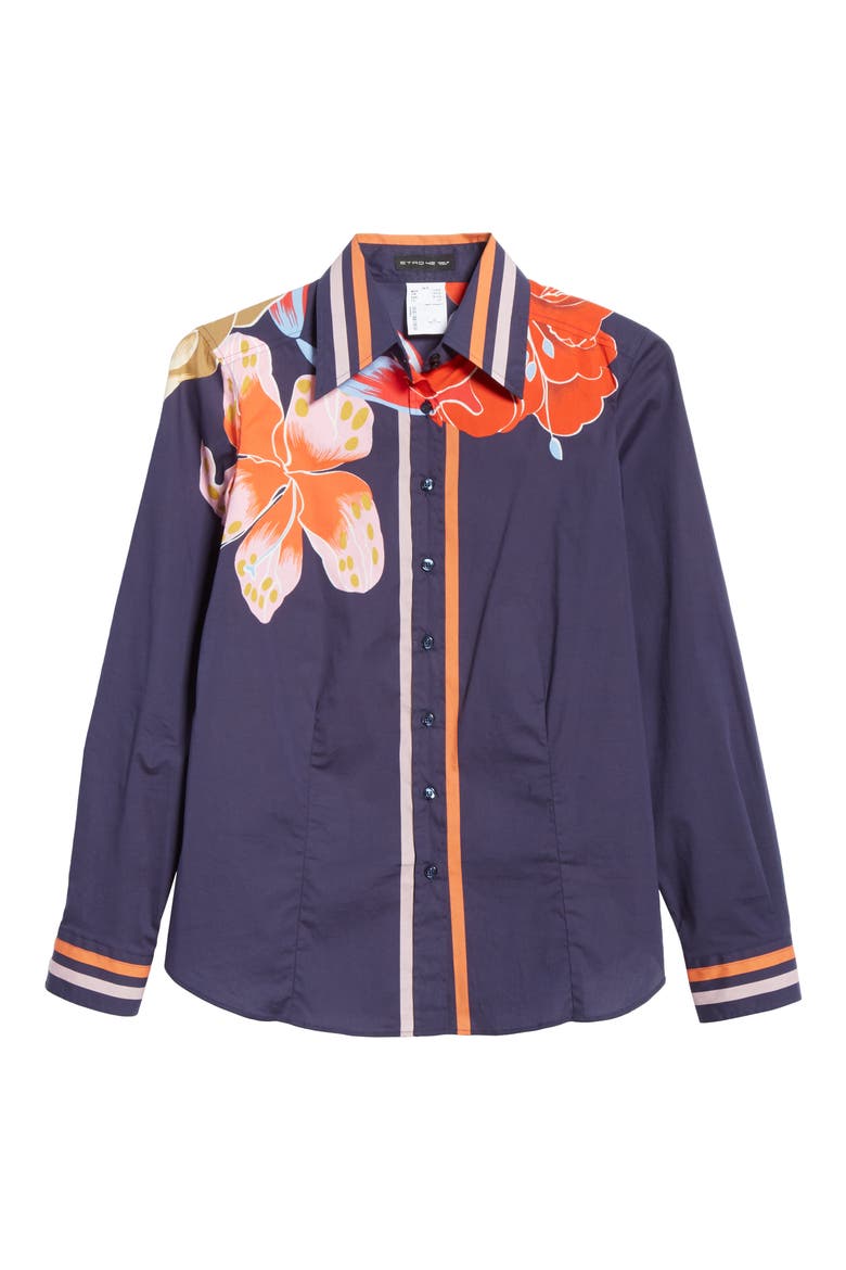 Pop Lily Print Shirt, Alternate, color, NAVY