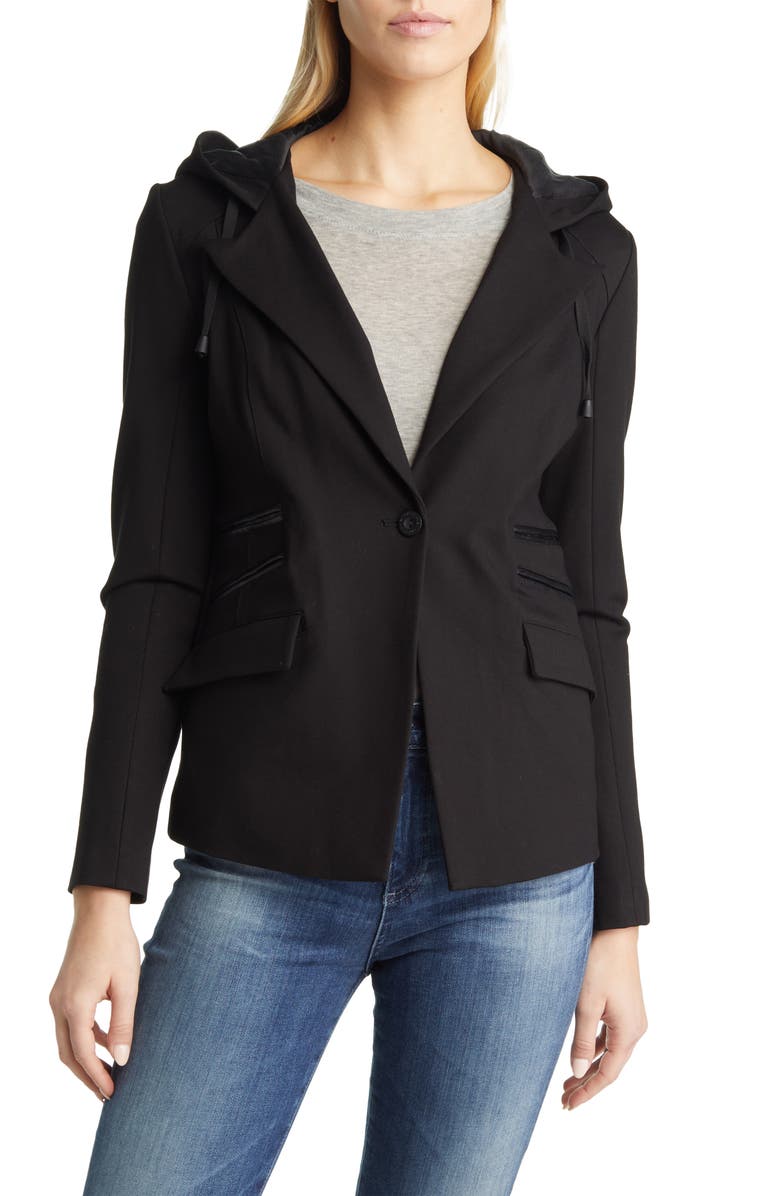 Blanc Noir Gayatri Hooded Blazer Jacket, Alternate, color,