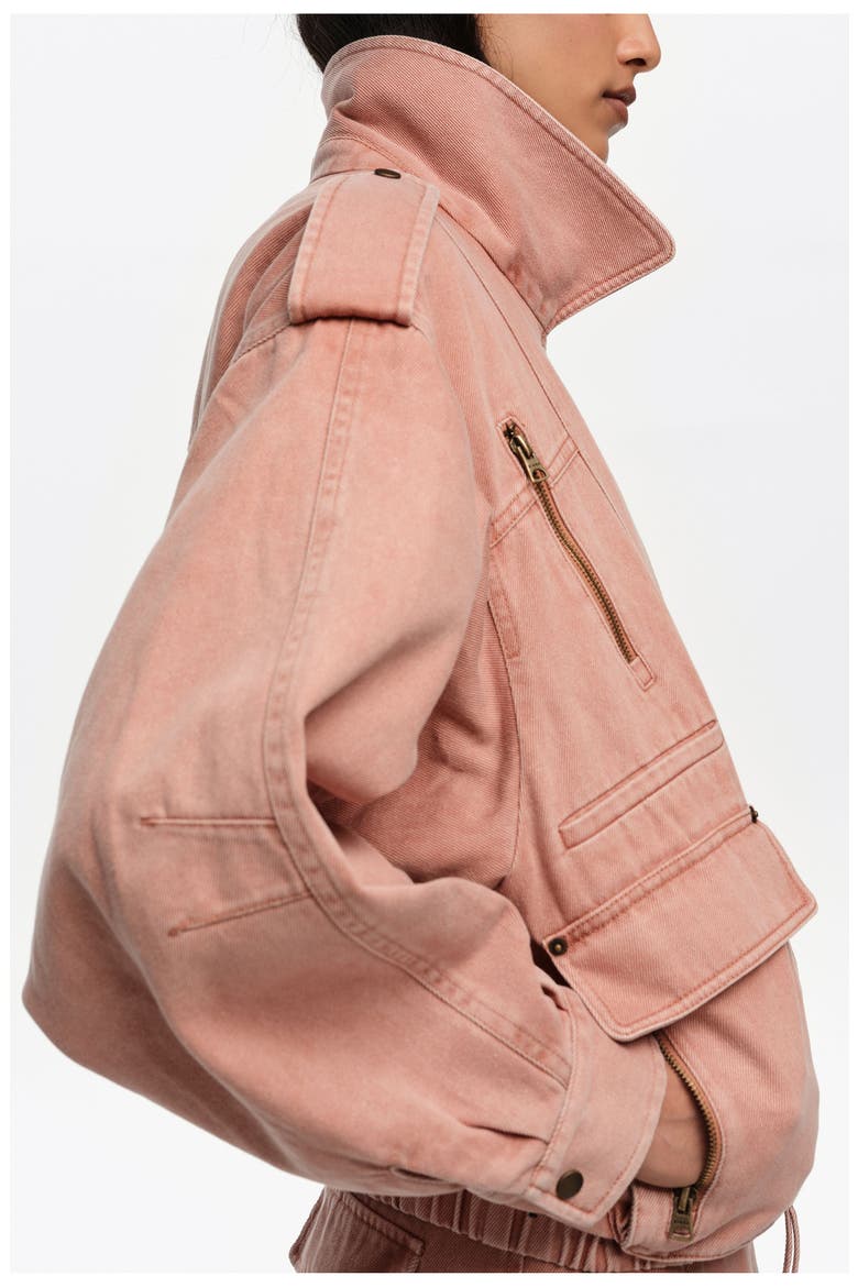 Denim double-breasted jacket, Alternate, color, PEACH