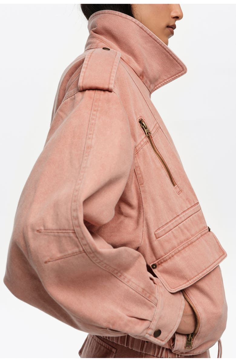 Bimba y Lola Denim double-breasted jacket, Alternate, color, Peach