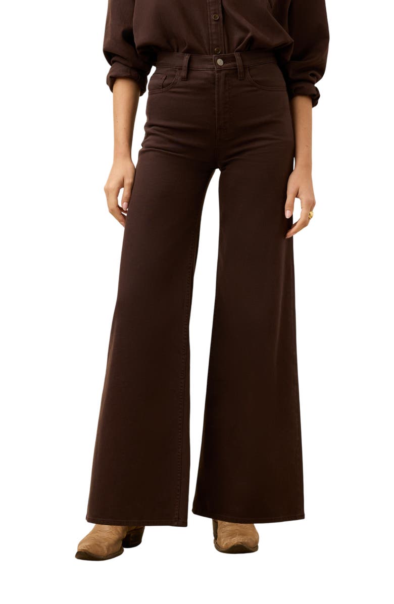 Faherty Saturday High Waist Wide Leg Jeans, Main, color, Chocolate Brown