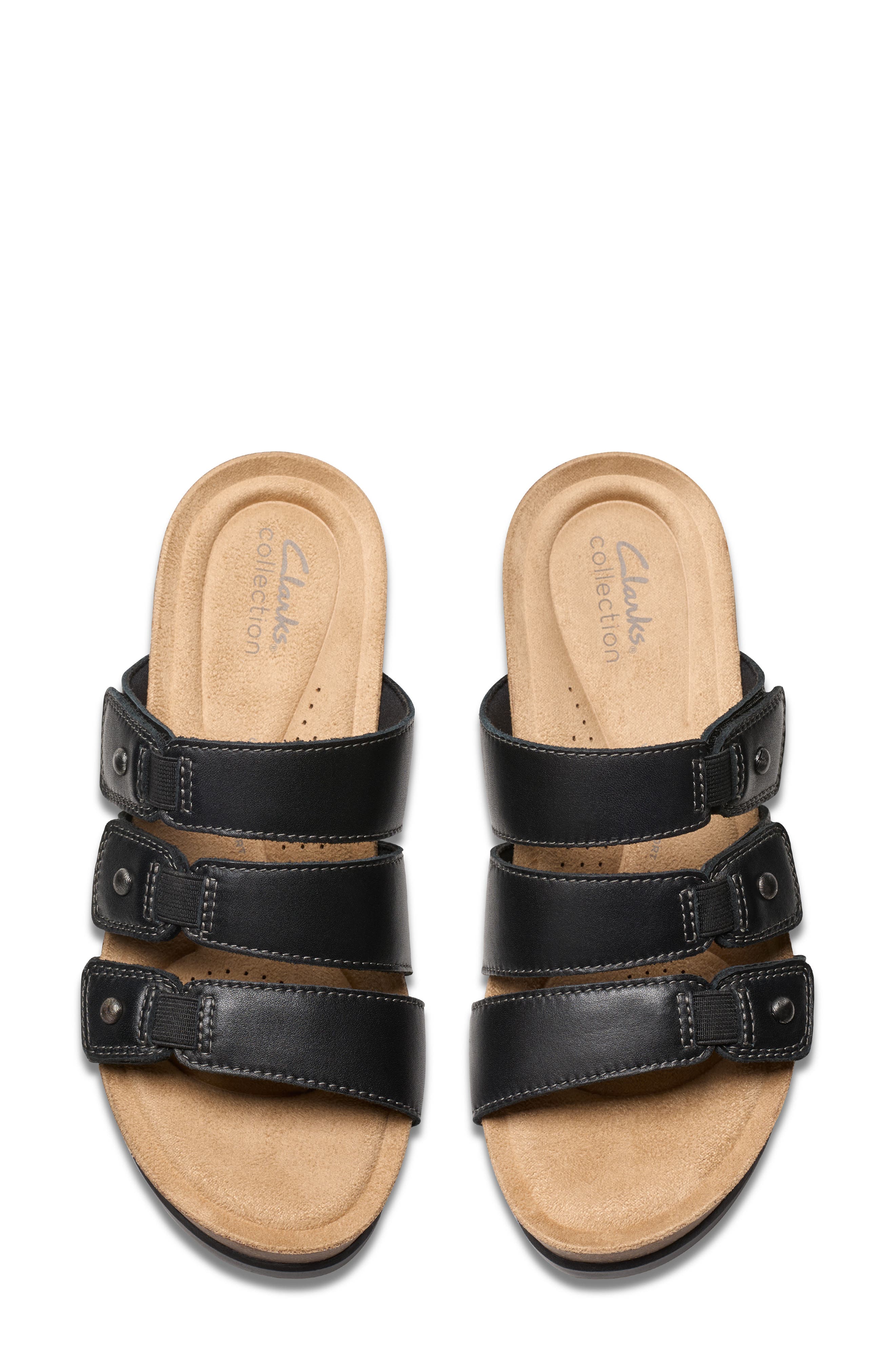 Clarks<sup>®</sup> Calenne Lily Slide Sandal, Alternate, color, Black Leather