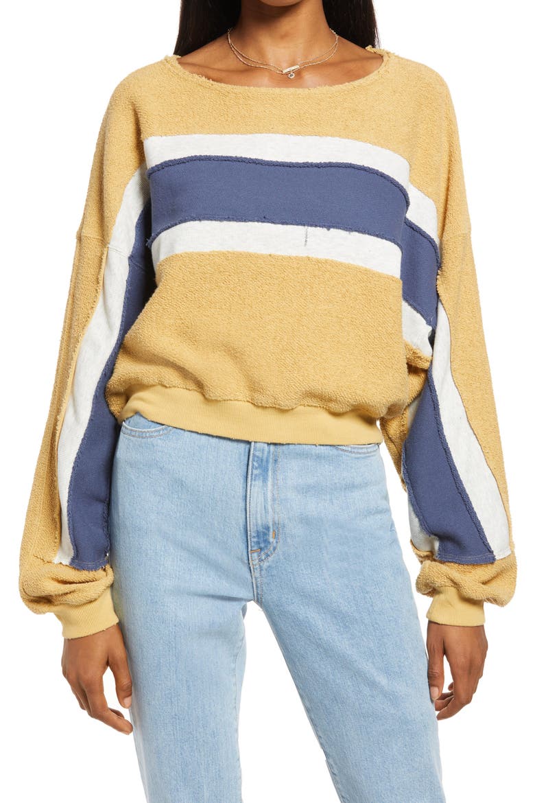 Palo Alto Cotton Blend Stripe Pullover, Main, color, GOLDEN COMBO