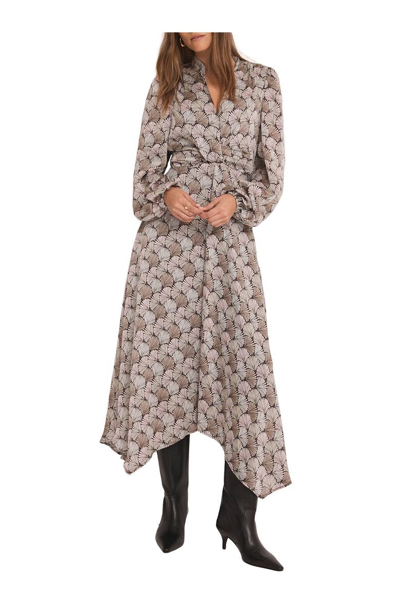 MINT VELVET Geo Long Sleeve Print Midi Dress, Main, color, Neutral