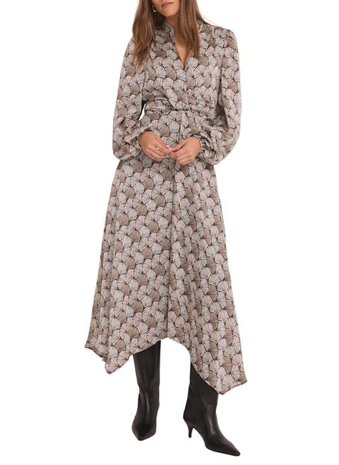 Geo Long Sleeve Print Midi Dress