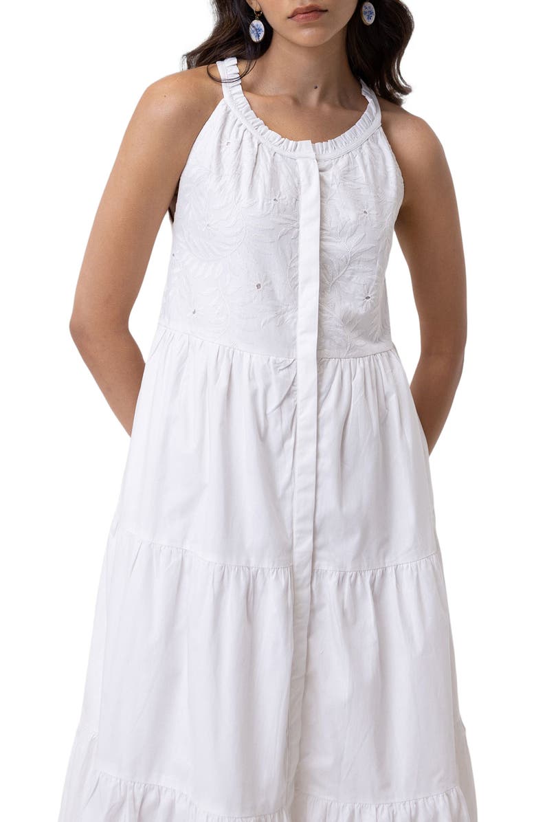 Reistor Embroidered Tiered Maxi Dress, Alternate, color, White Floral