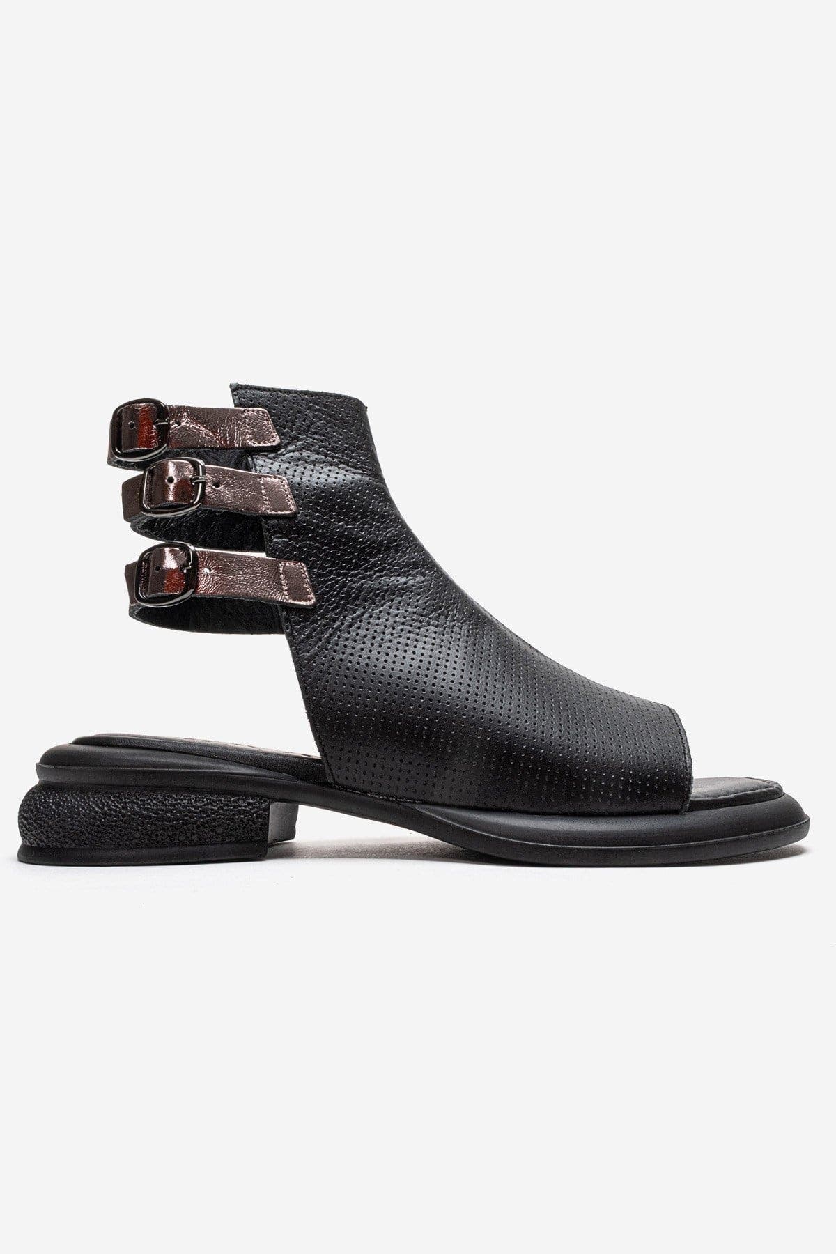 Forever & Always Shoes Carina Leather Side Zip Sandal, Alternate, color, Black