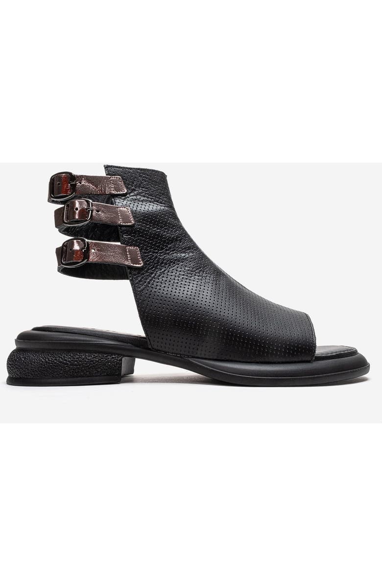 Forever & Always Shoes Carina Leather Side Zip Sandal, Alternate, color, Black