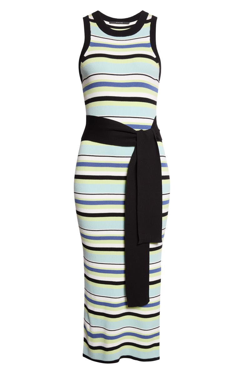 Toccin Piper Stripe Variegated Rib Sleeveless Dress, Main, color, Ocean/ Keylime Multi