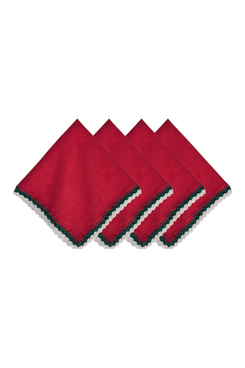 Isadora Set of 4 Napkins, Main, color, RED