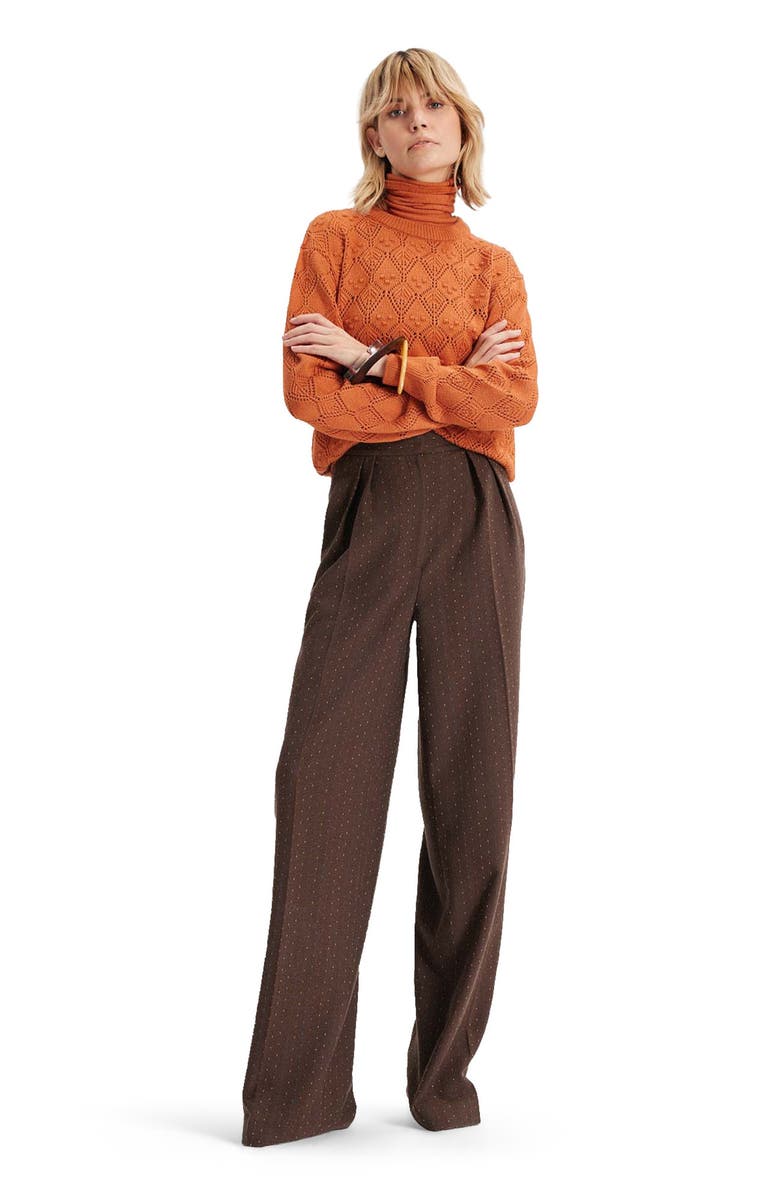 THEO The Label Ersa Pointelle Argyle Pullover, Main, color, Amber Sky