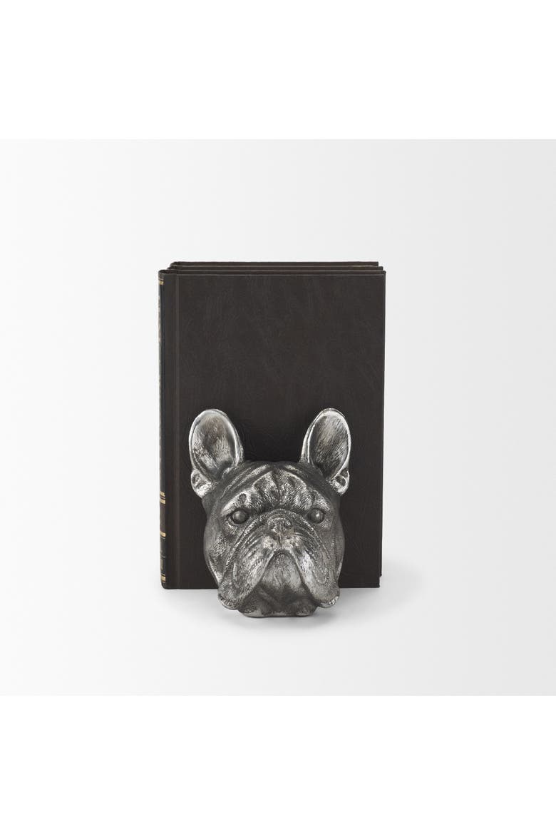 Bruno Set of 2 American Bulldog Bookends, Alternate, color, Metallic Silver