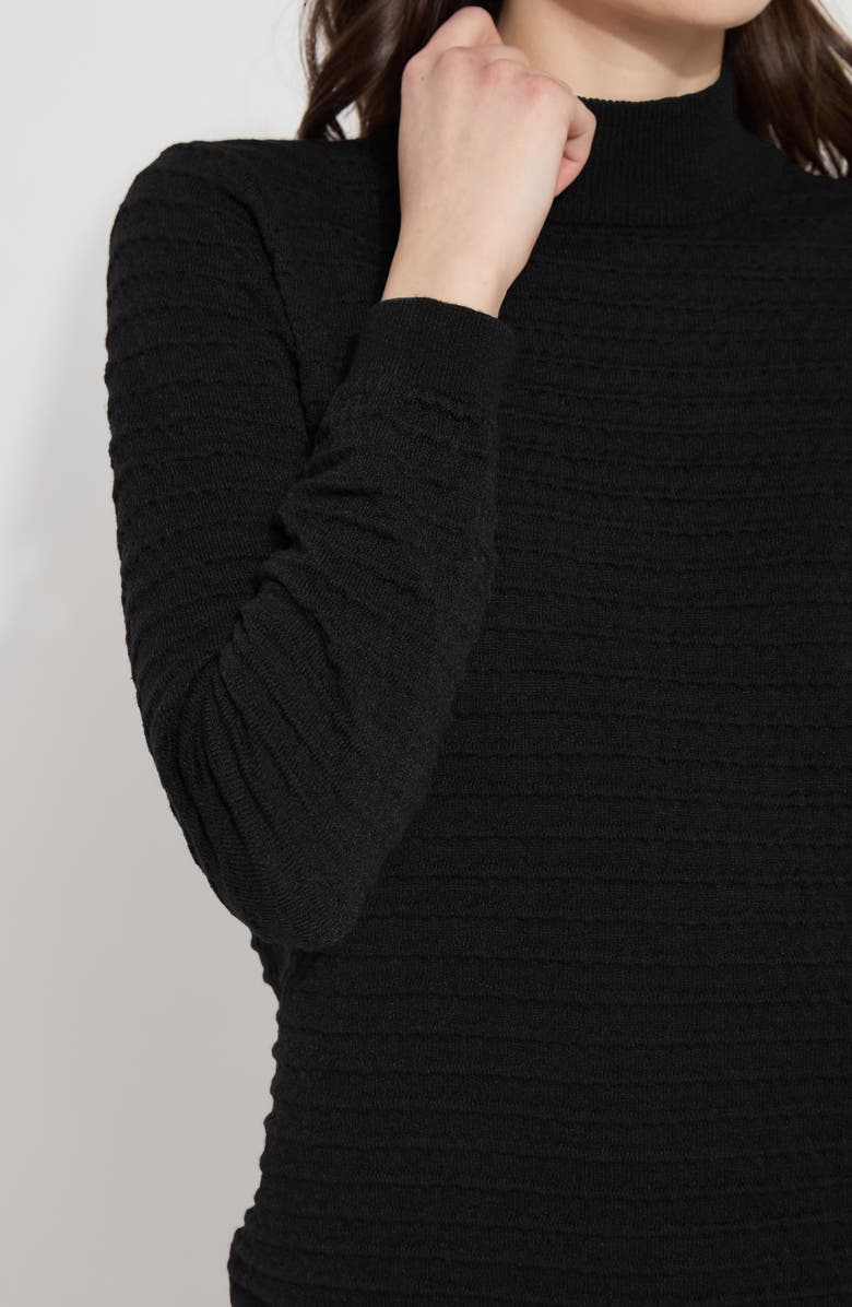 Lysse Smocked Mock Neck Sweater, Alternate, color, Black