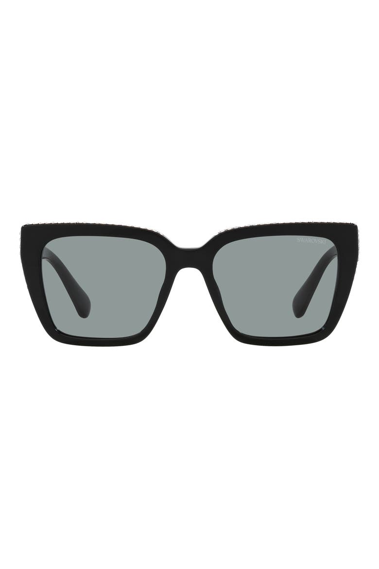 54mm Square Sunglasses, Main, color, BLACK