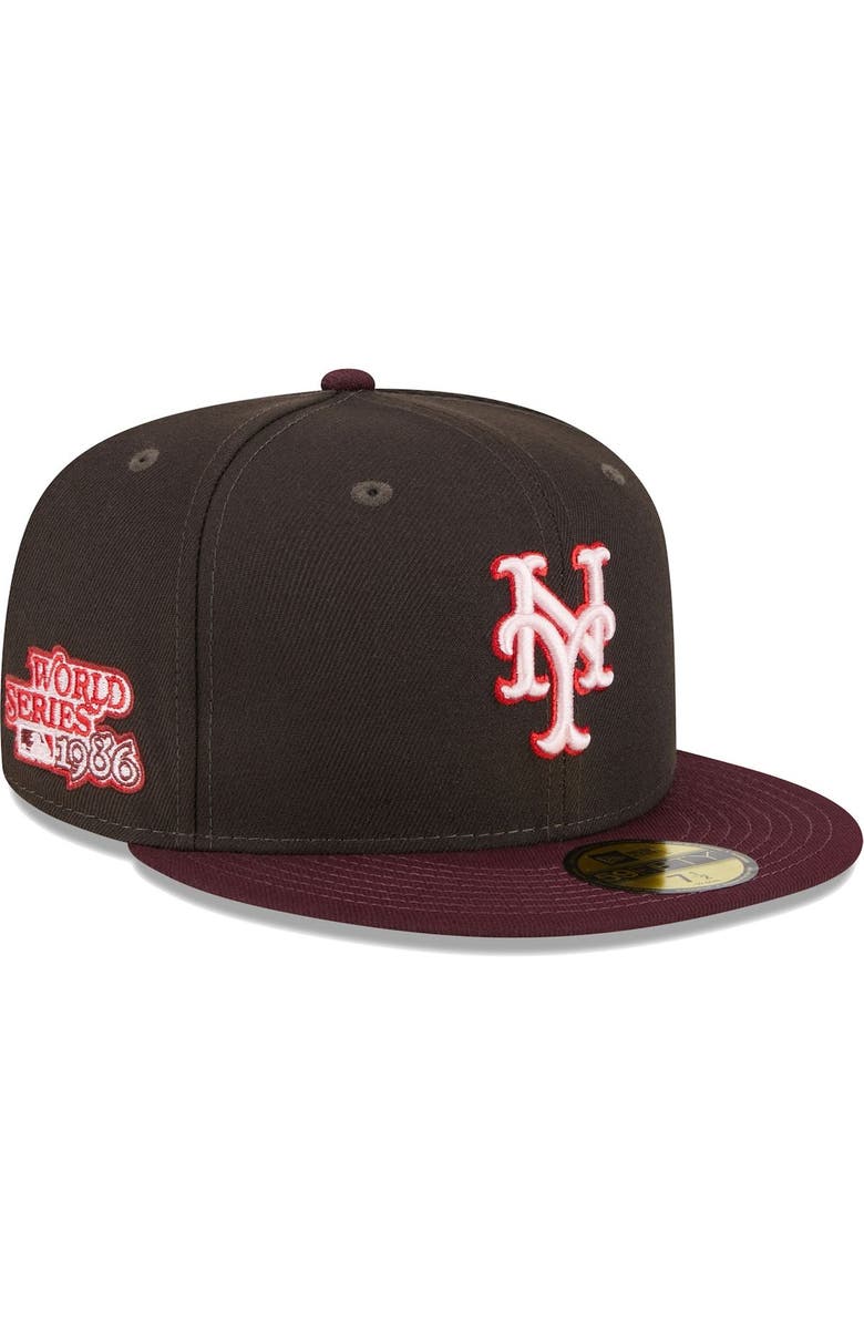 New Era Men's New Era Brown/Maroon New York Mets Chocolate Strawberry 59FIFTY Fitted Hat, Main, color,