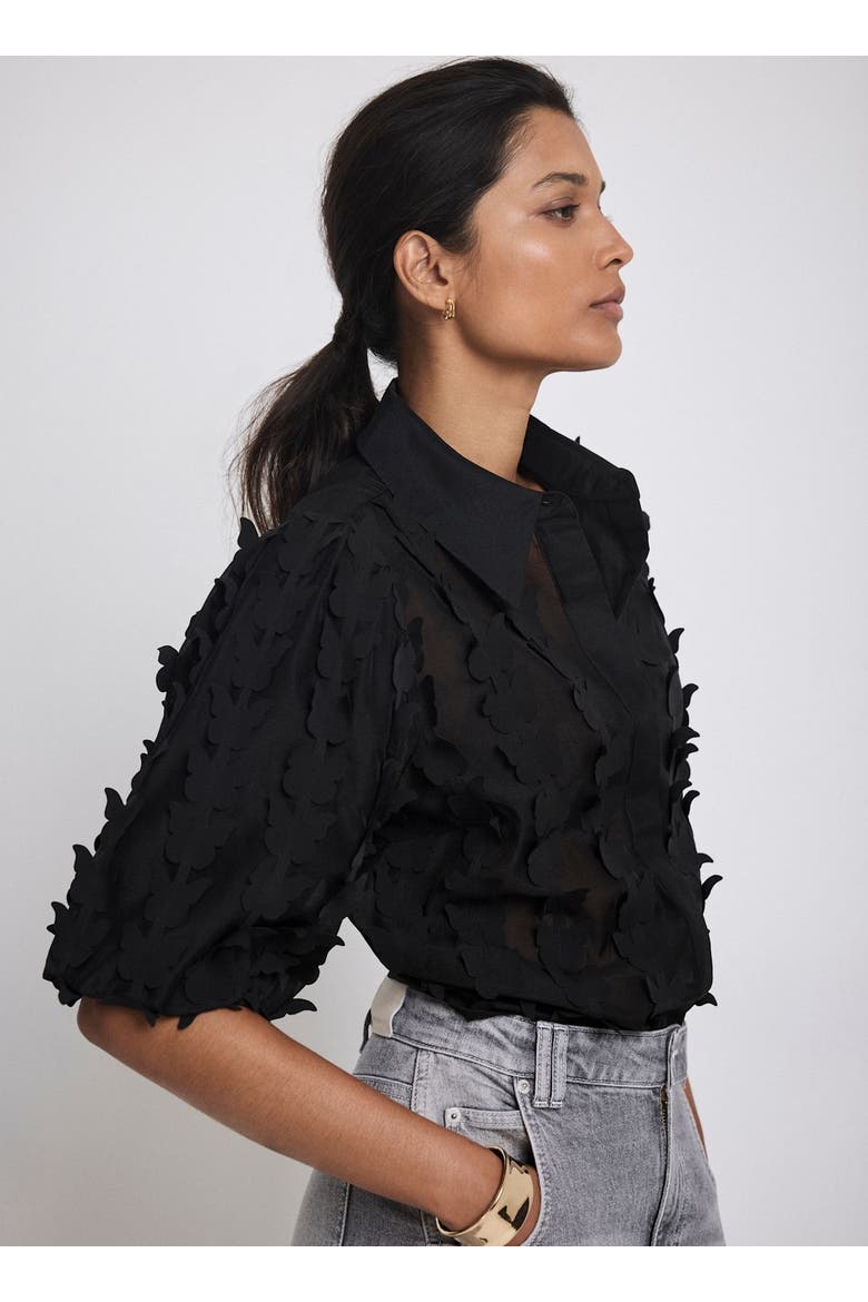 Butterfly Applique Shirt, Alternate, color, Black