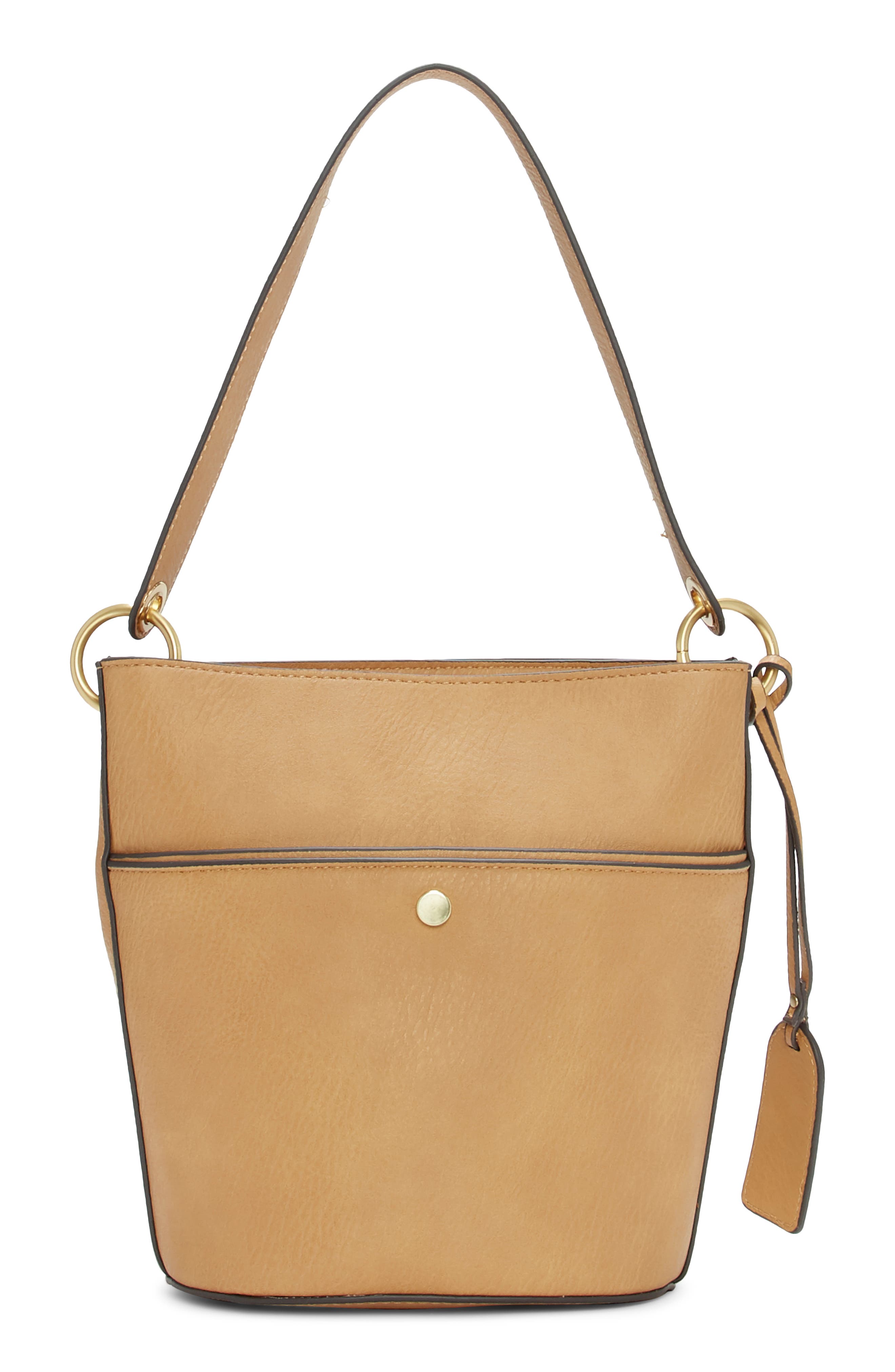 Faux Leather Bucket Bag, Alternate, color, DARK CAMEL