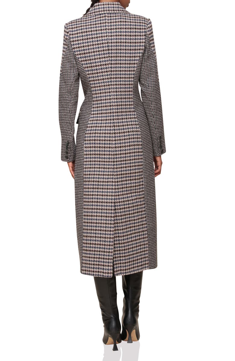 Avec Les Filles Colorblock Houndstooth Double Breasted Coat, Alternate, color, Navy Houndstooth