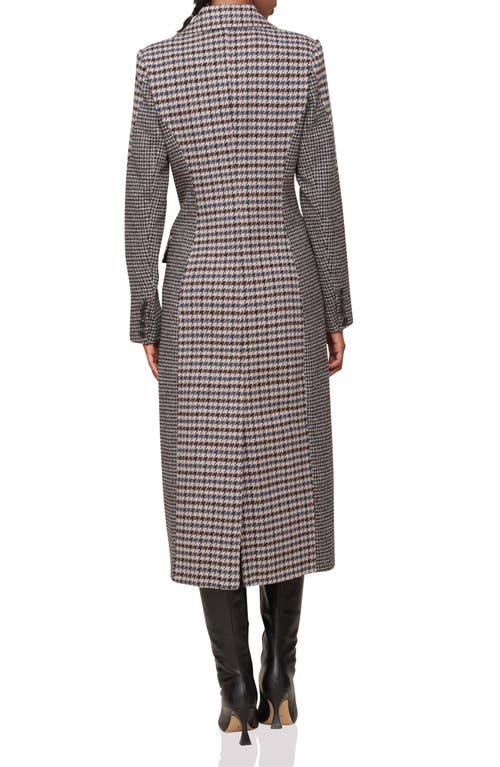 Avec Les Filles Colorblock Houndstooth Double Breasted Coat In Gray