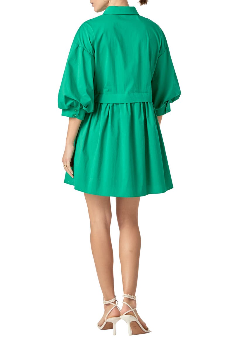 Puff Sleeve Shirtdress, Alternate, color, GREEN
