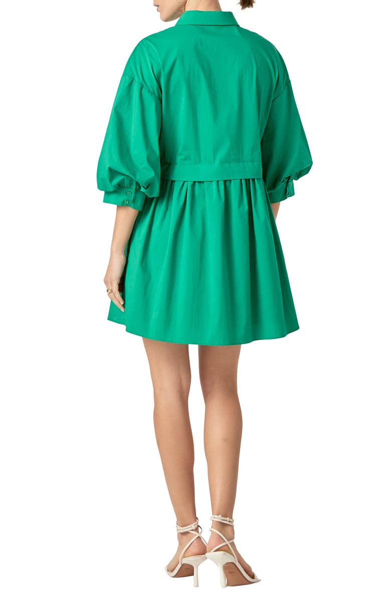 English Factory Puff Sleeve Shirtdress, Alternate, color, Green