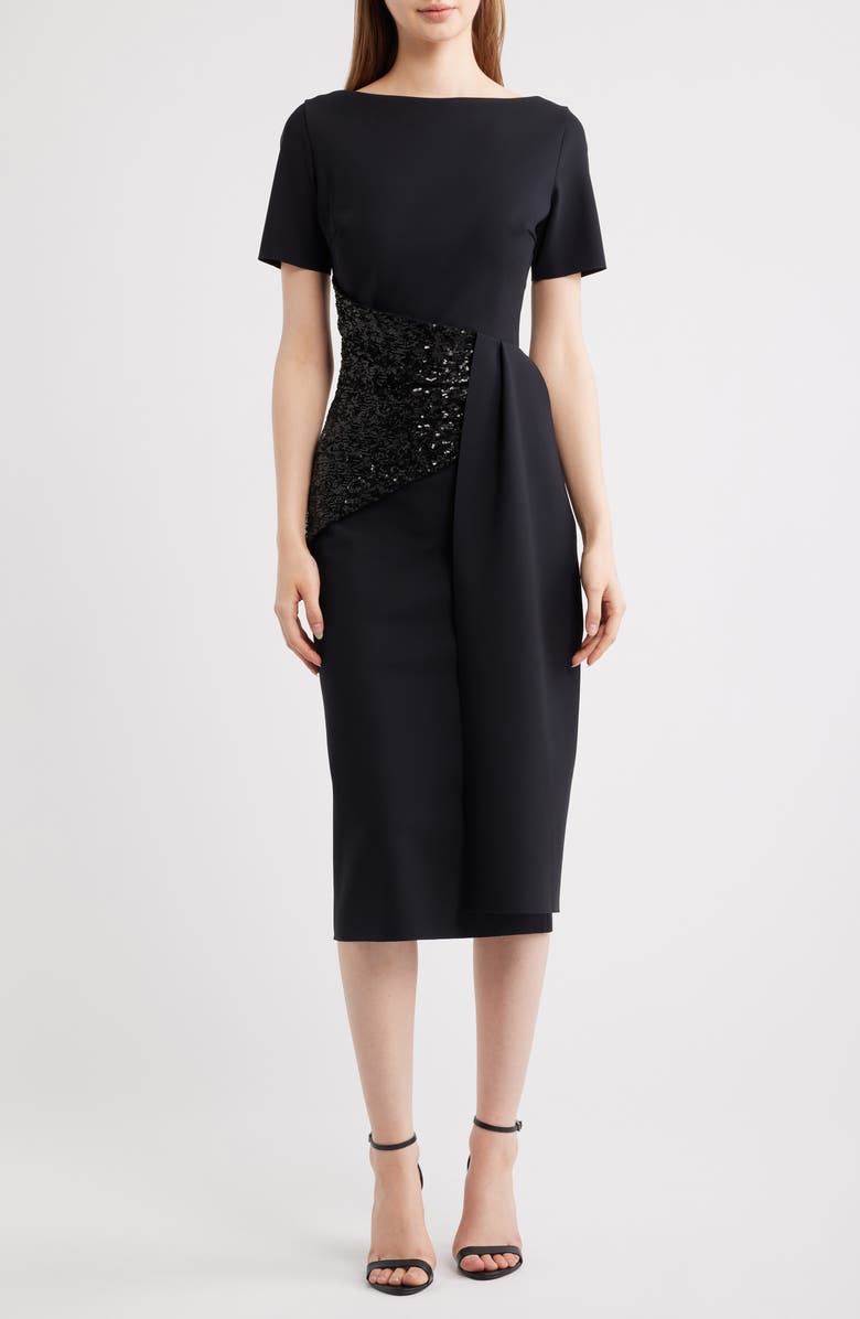 Chiara Boni La Petite Robe Sedva Sequin Cocktail Dress, Main, color, 37 Black