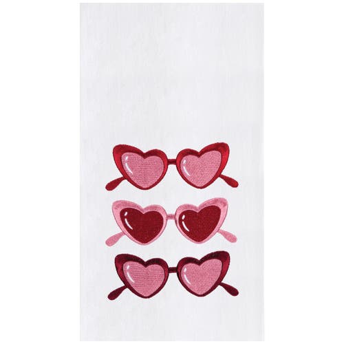 C & F Home C&f Home Heart Glasses St. Valentines Kitchen And Bathroom Embroidered Hand Towel In Multi