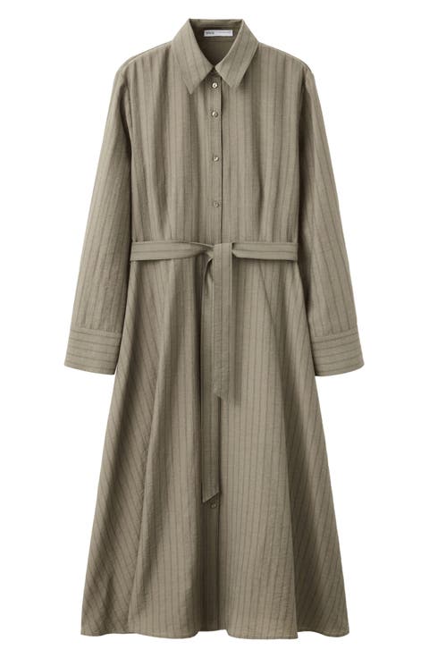 Belted Long Sleeve Shirtdress