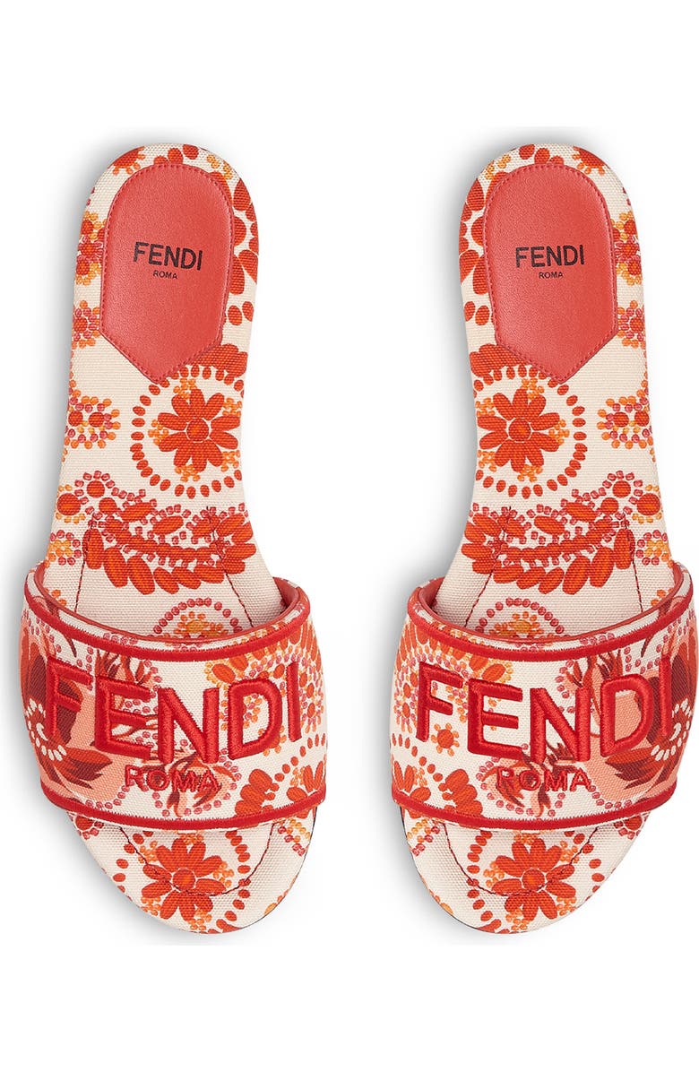 Fendi Sunshine Flat Sandal, Alternate, color, Camelia Lava