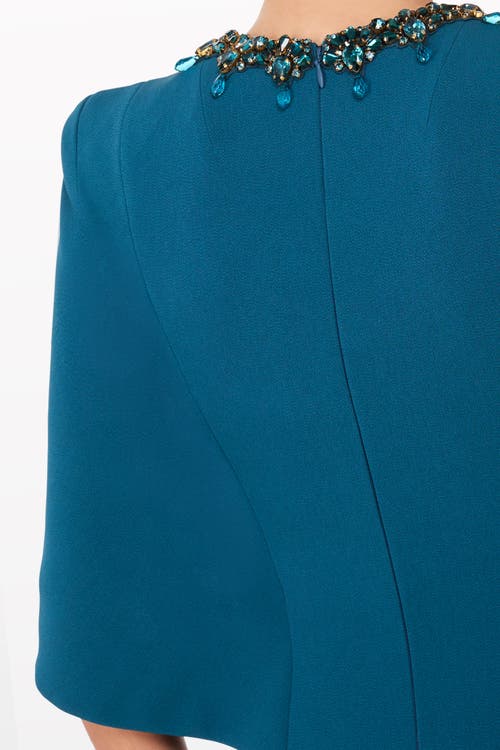 Jenny Packham Ursa Embellished-neck Midi Dress In Blue