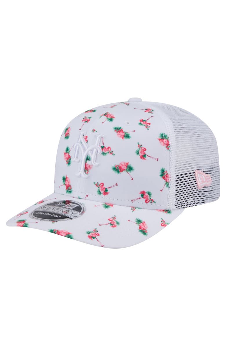 New Era Men's New Era  White New York Mets Flamingo Mesh Back 9SEVENTY Stretch-Snap Hat, Main, color, 