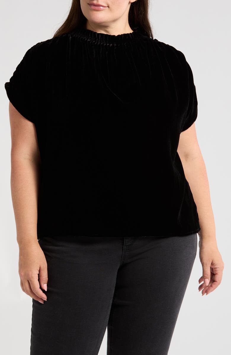Wit & Wisdom Ruffle Velvet Top, Main, color,
