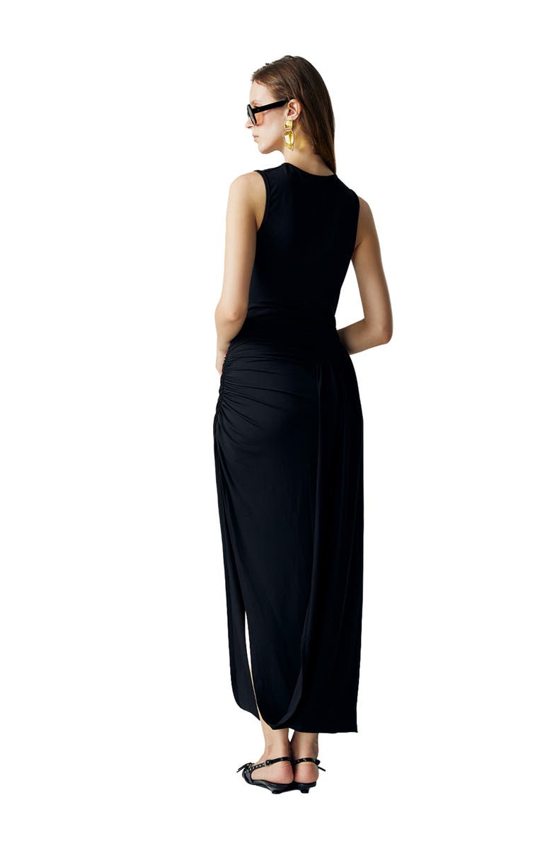 ATS Evel Draped Dress, Alternate, color, Black