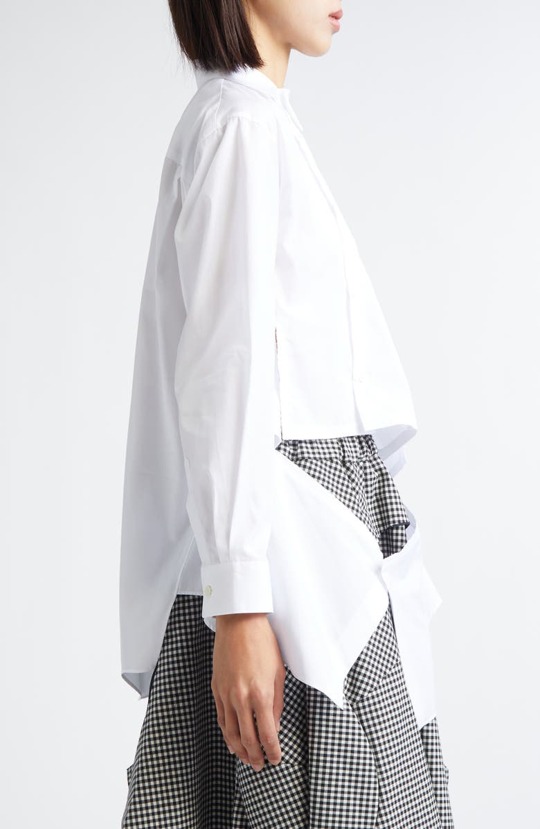 Comme des Garçons Asymmetric Cutout Cotton Broadcloth Button-Up Shirt, Alternate, color, White