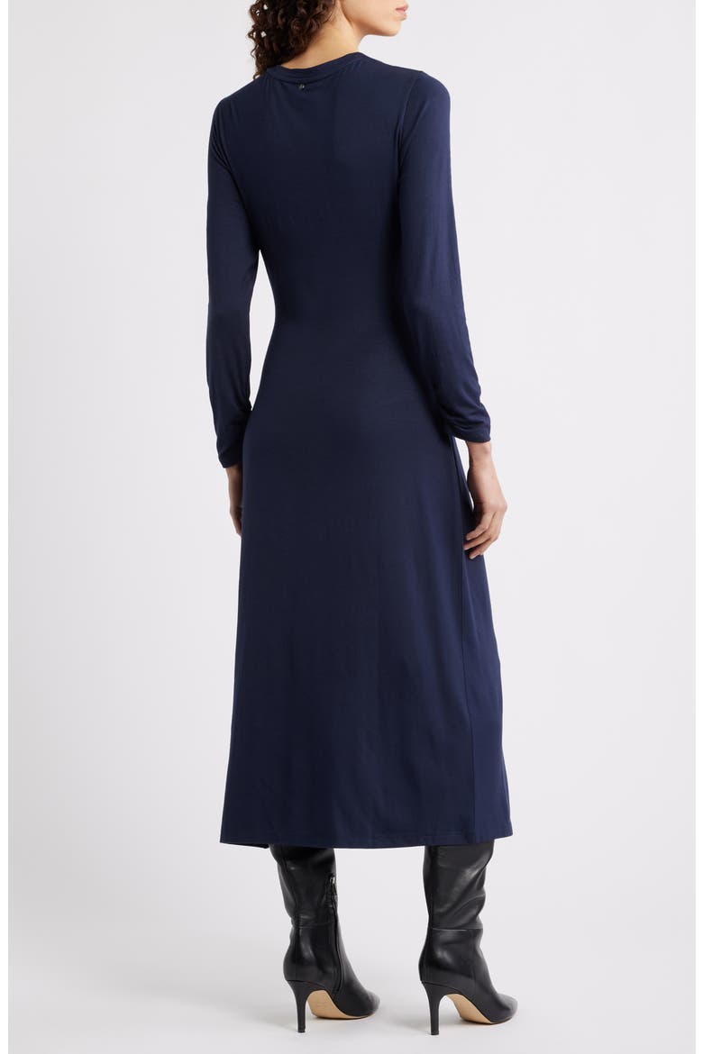 Erlot Side Tie Long Sleeve Midi Dress, Alternate, color, DARK BLUE
