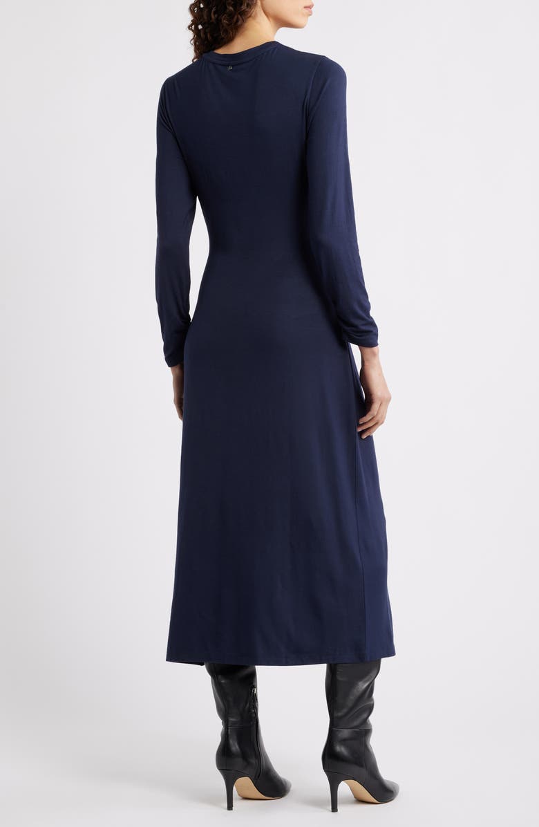 BOSS Orange Erlot Side Tie Long Sleeve Midi Dress, Alternate, color, Dark Blue
