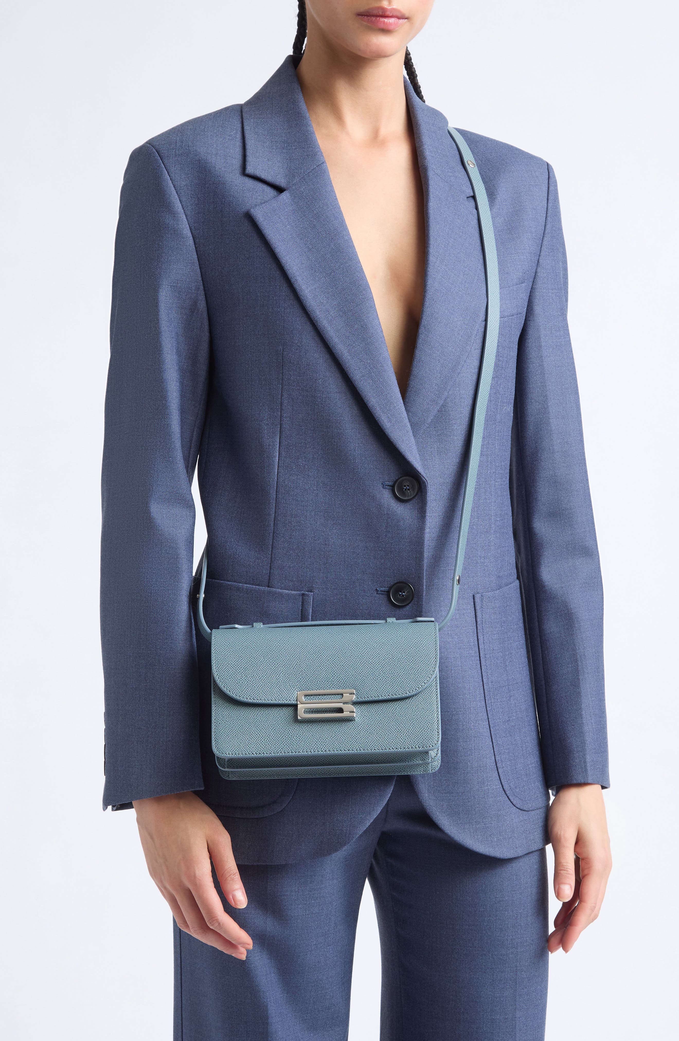 Small Dorian Leather Shoulder Bag, Alternate, color, AGAVE BLUE SILVER BUCKLE