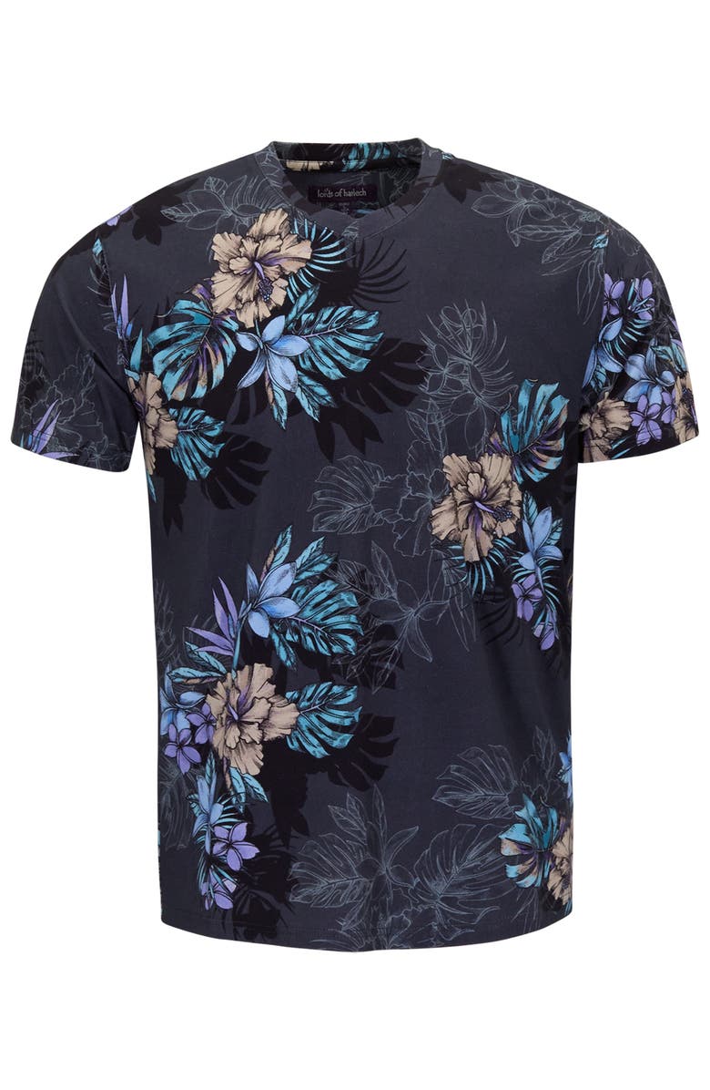 Lords of Harlech Exotic Floral Mens Vneck Tee, Alternate, color, Exotic Floral Black
